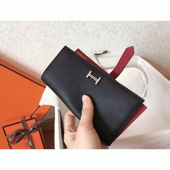 Black Ruby Designer Replica Hermes Bearn Wallet angle 5