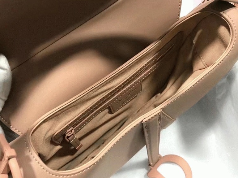 Dior Saddle Bag Replica in Blush Ultramatte Calfskin angle 4