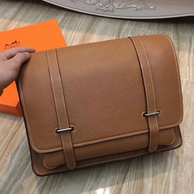 Brown Fake Designer Hermes Steve Messenger Bag