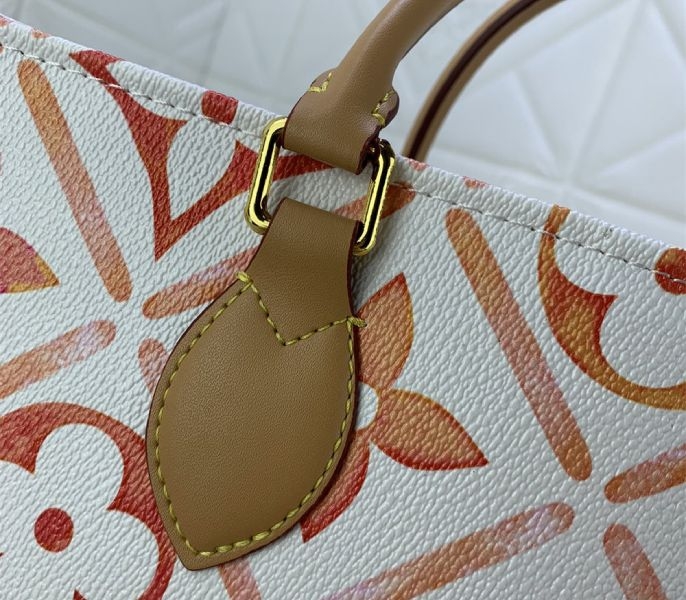 Louis Vuitton LV By The Pool Monogram Tiles Canvas Onthego MM Tote In Coral angle 5