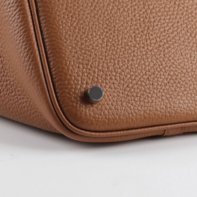 Brown faux luxury Hermes Picotin Lock handbag angle 2