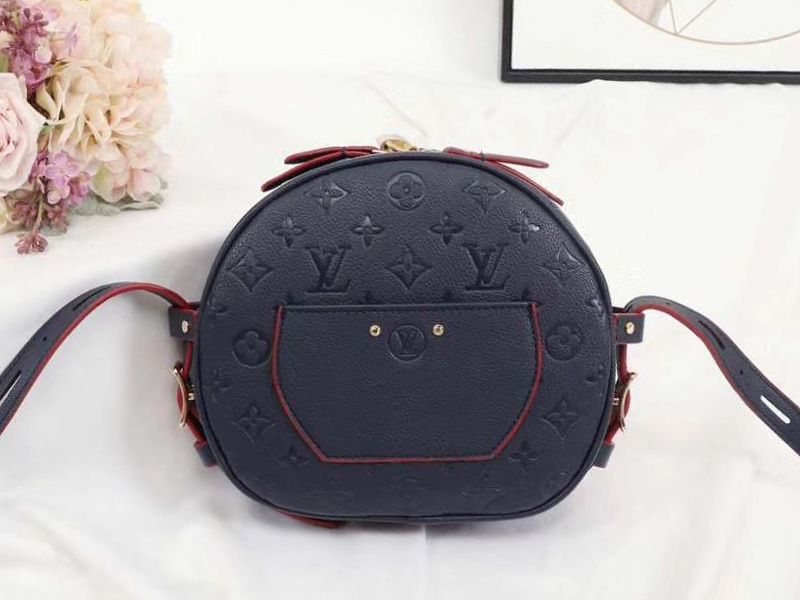 Louis Vuitton Monogram Empreinte Boite Chapeau Souple MM Bag In Navy Blue angle 5