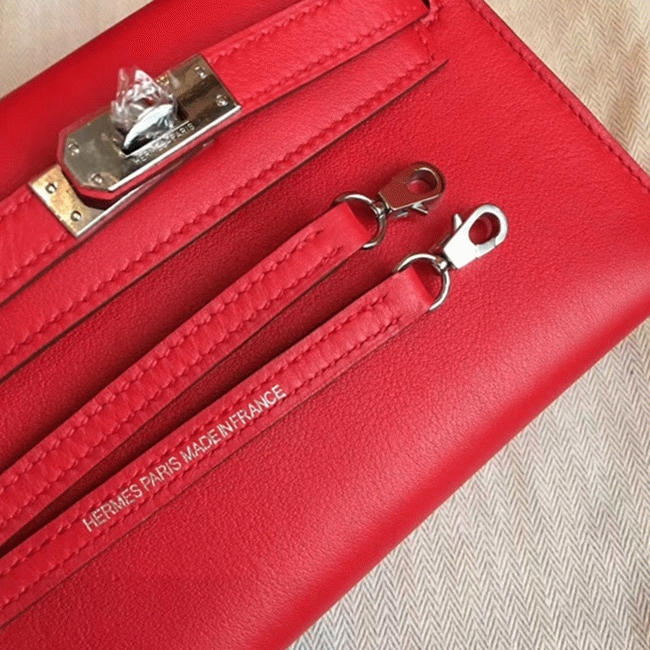 Red Swift Replica Hermes Kelly 20cm Classic Handbag angle 5