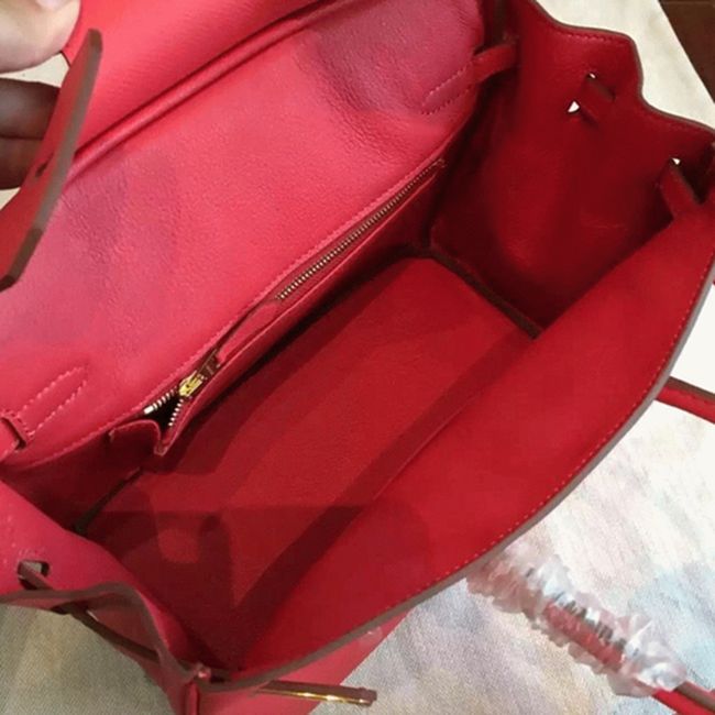 Rose Red Hermes Birkin 25cm AAA Imitation angle 5