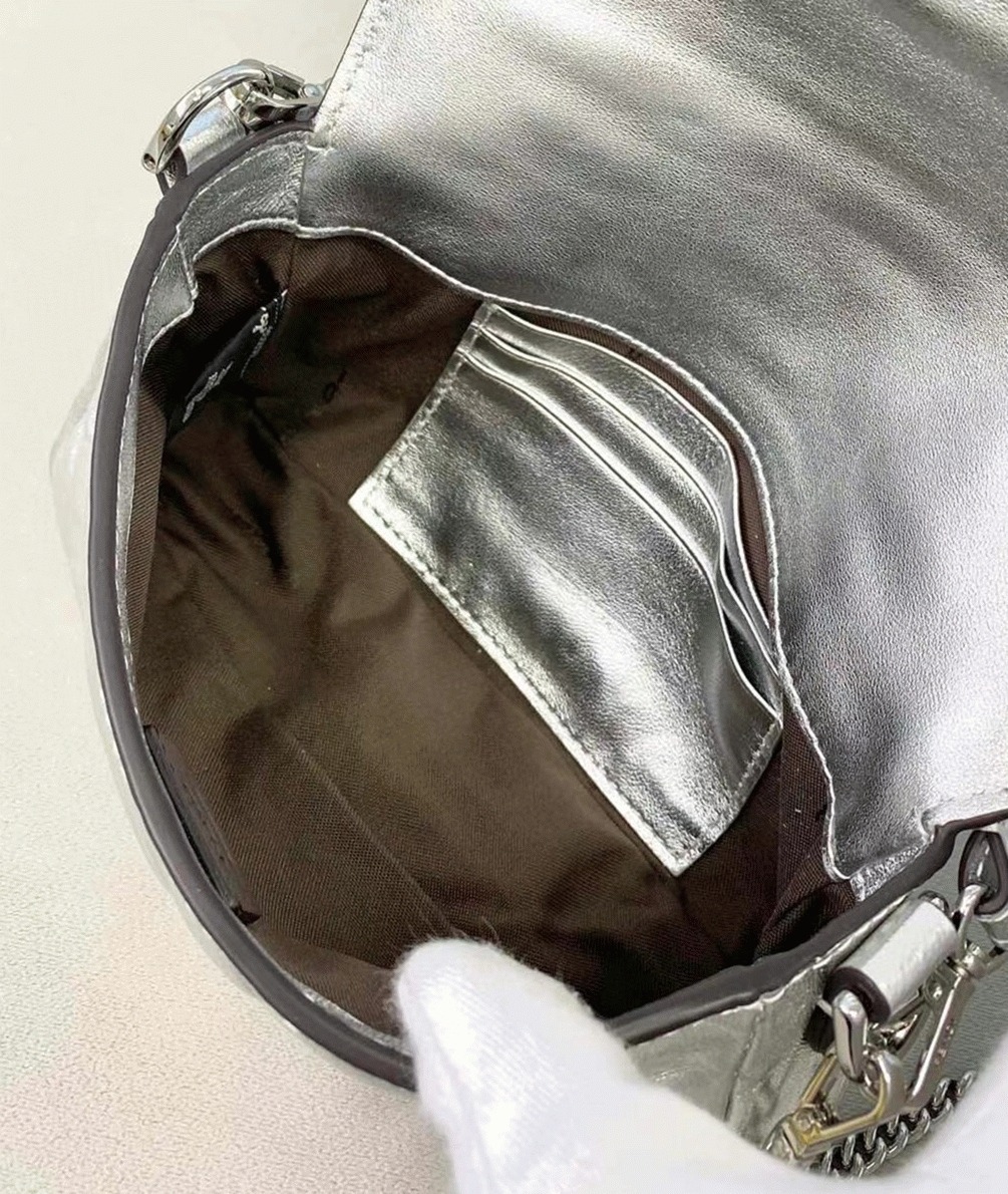 Top Quality Replica Fendi Small Baguette Bag In Silver FF angle 5