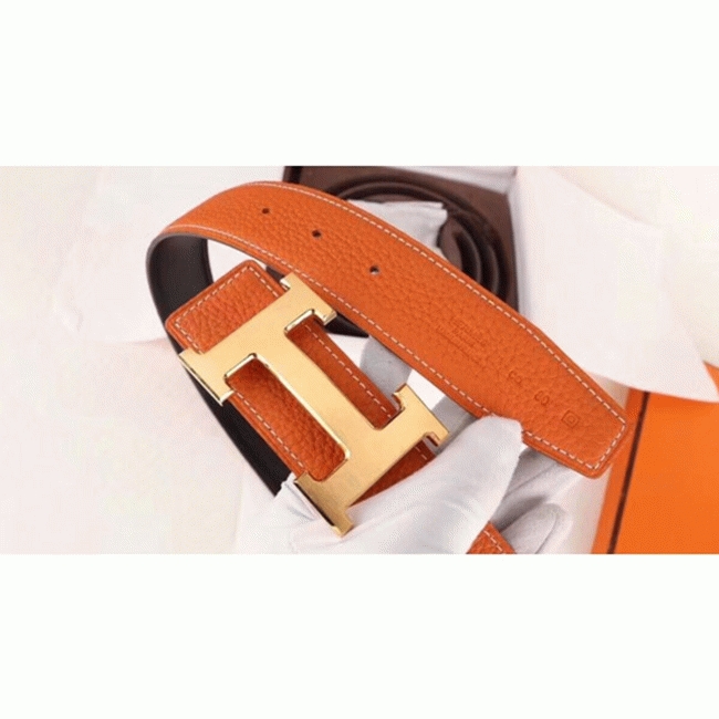 Top replica Hermes H belt buckle in orange color angle 4