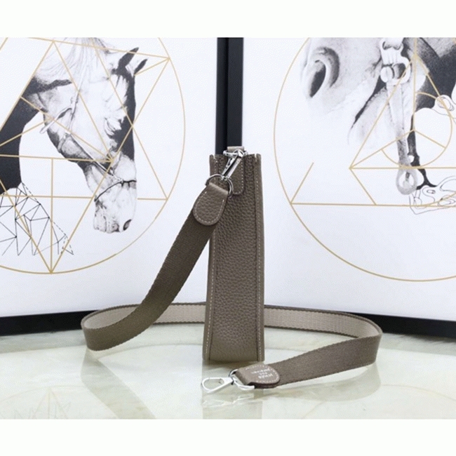 Etoupe Clemence Leather Knockoff Hermes Evelyne II TPM Messenger Bag angle 5