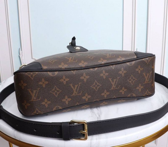 Louis Vuitton Monogram Canvas Odeon MM Bag In Black angle 4