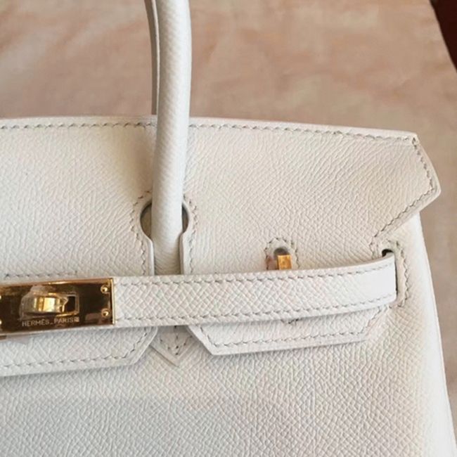 Premium Replica White Hermes Birkin 25cm Handbag angle 5