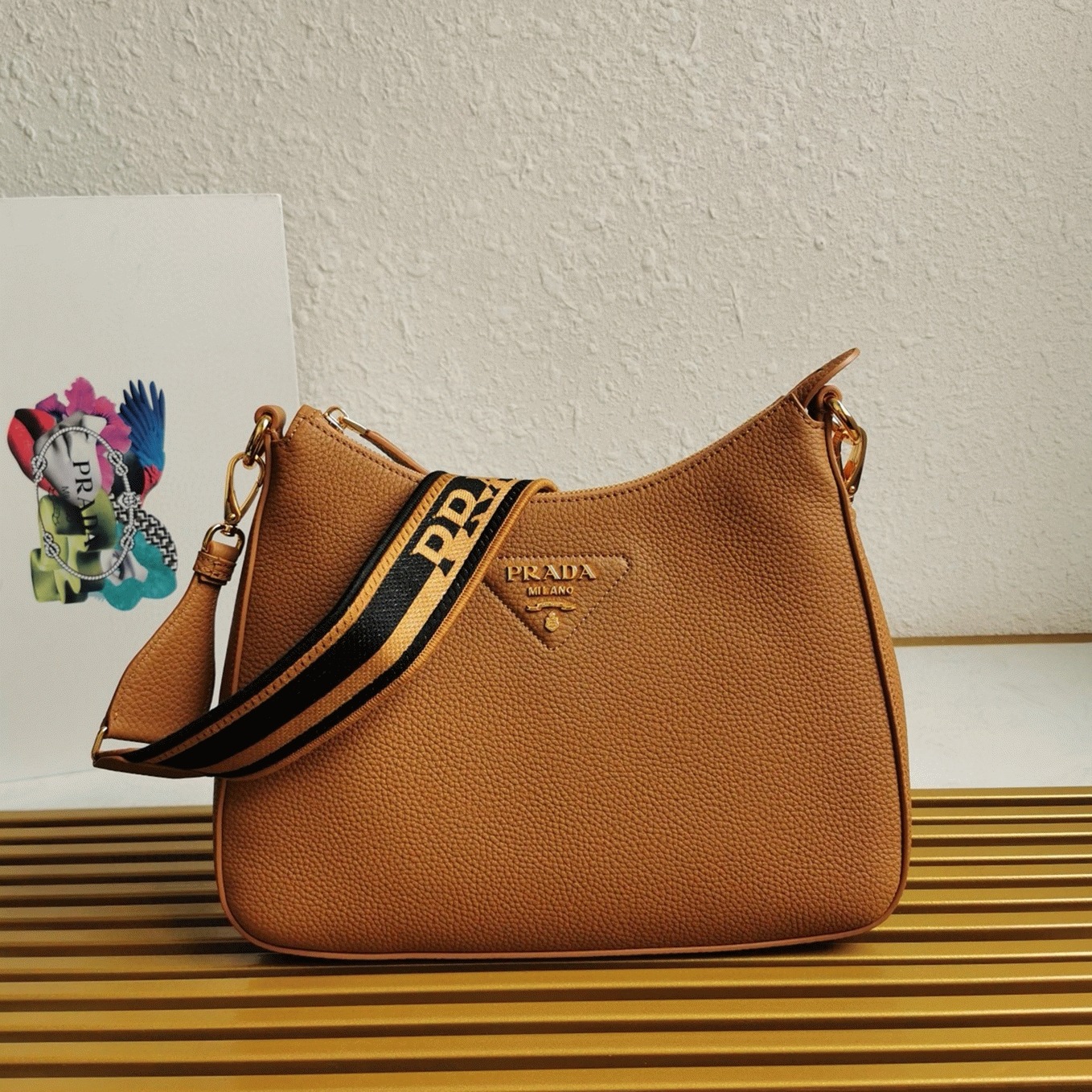 Designer Prada Shoulder Bag Replica in Brown angle 5