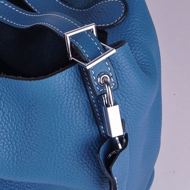 Blue replica Hermes Picotin Lock handbag angle 4