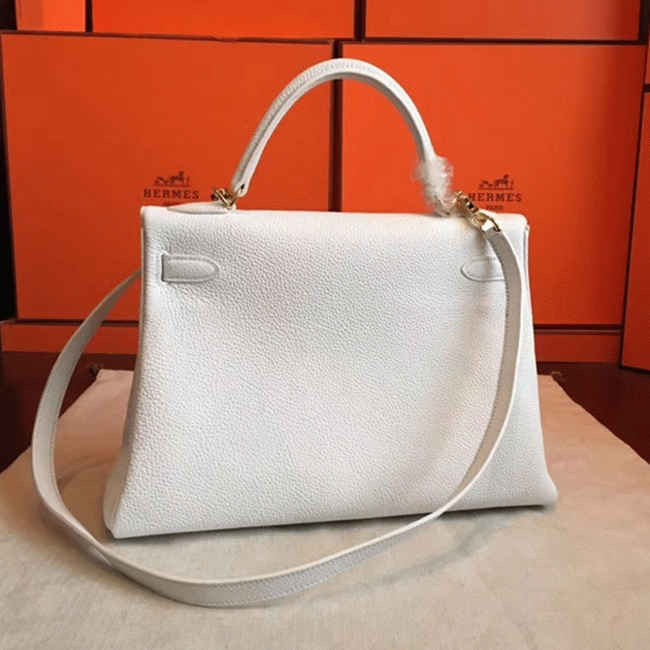 White Clemence Replica Designer Kelly Retourne 32cm Hermes Handbag angle 4