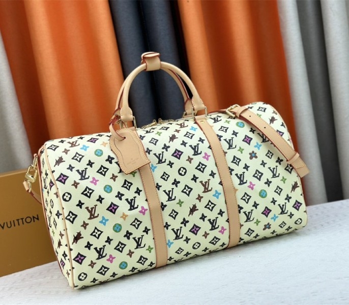 Louis Vuitton Monogram Craggy Keepall Travel 50 Bag In Vanilla angle 2