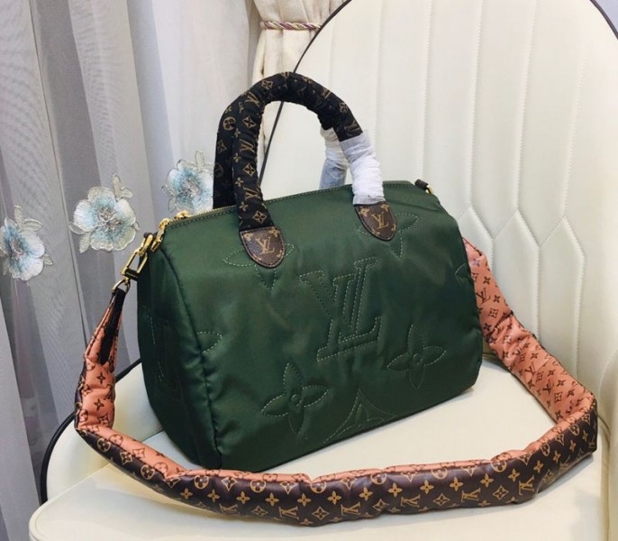 Louis Vuitton Econyl Regenerated Nylon Speedy Bandouliere 30 Handbag In Khaki Green angle 2