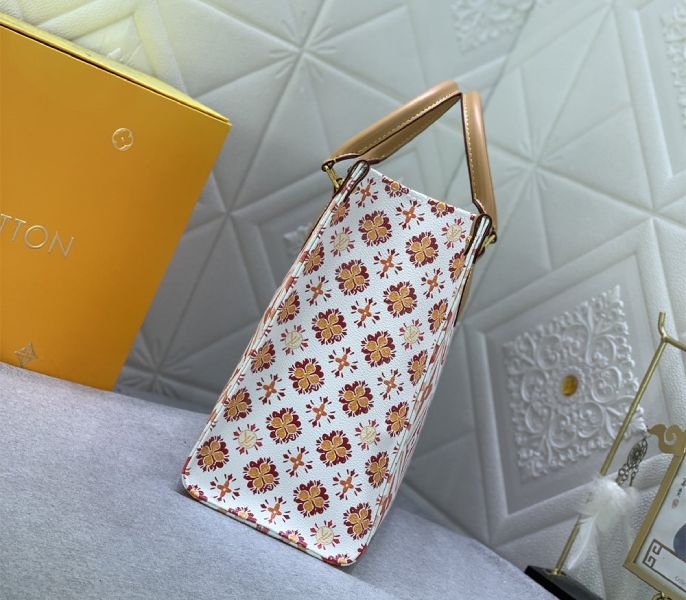 Louis Vuitton LV By The Pool Monogram Tiles Canvas Onthego MM Tote In Coral angle 4