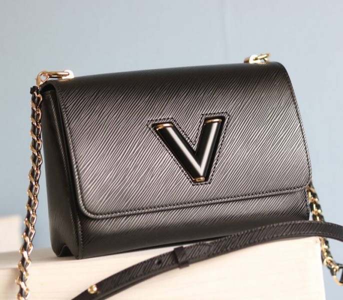 Louis Vuitton Epi Leather Twist MM Bag In Black angle 4
