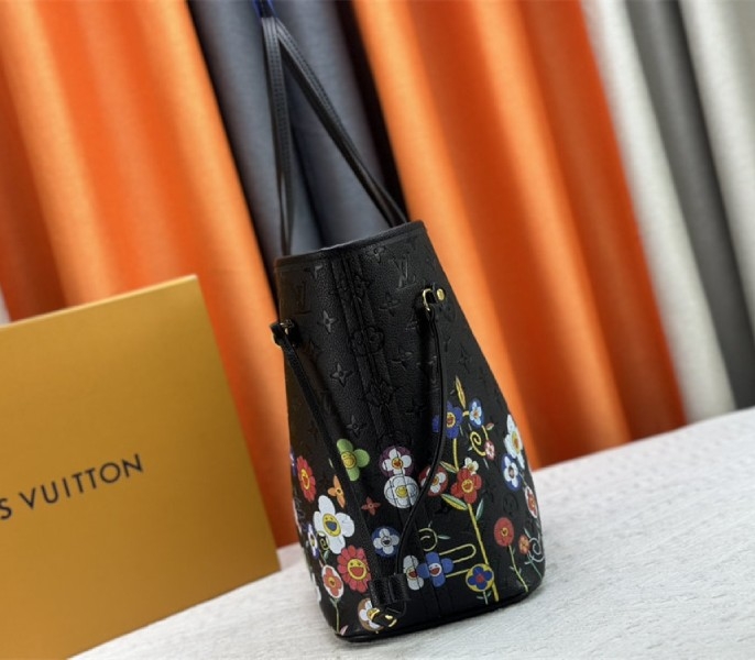 Louis Vuitton X TM Monogram Empreinte Neverfull MM In Black With Style 2 angle 4