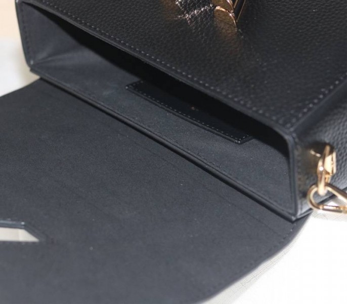 Louis Vuitton Taurillon Leather Twist MM Scrunchie Handle In Black angle 5