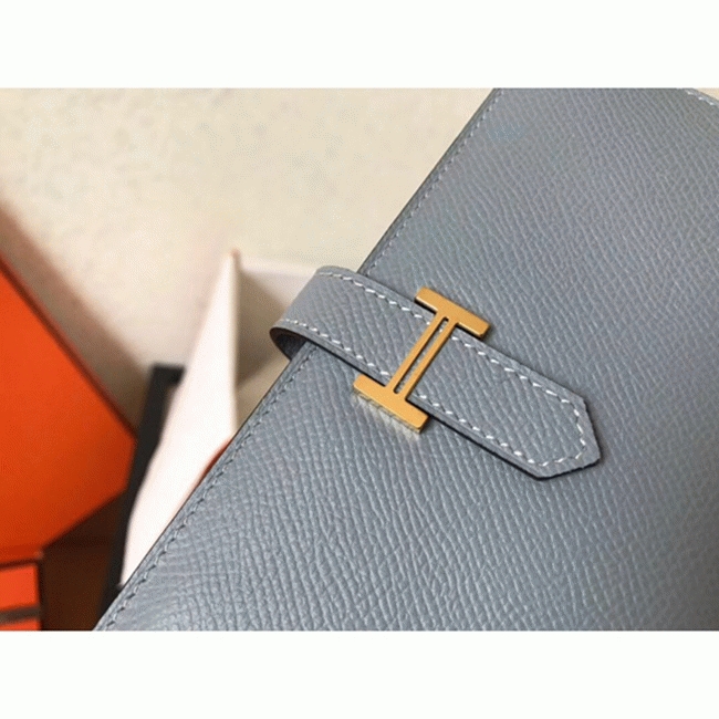 Blue Lin Epsom Fake Hermes Bearn Wallet angle 3