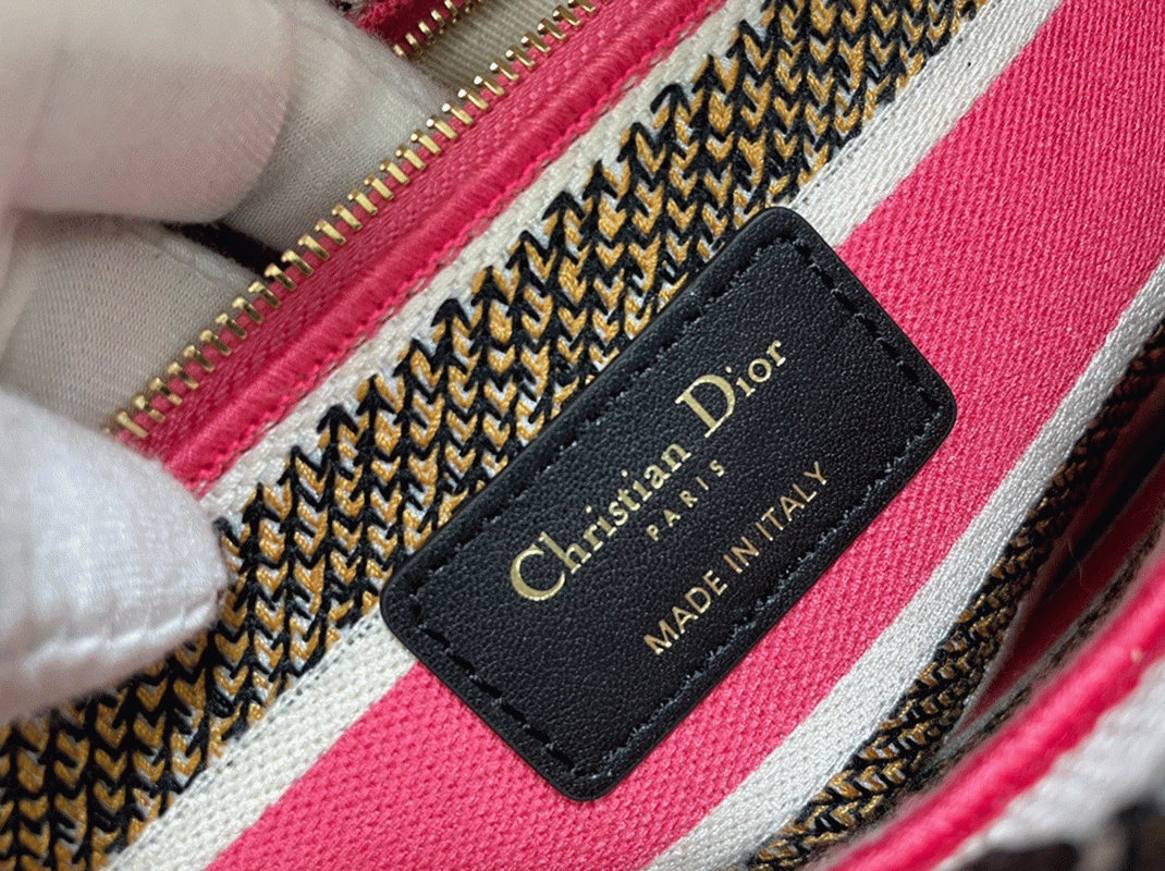 Dior Lady D-Lite Medium Bag Fake in Multicolor Butterfly Embroidery angle 4