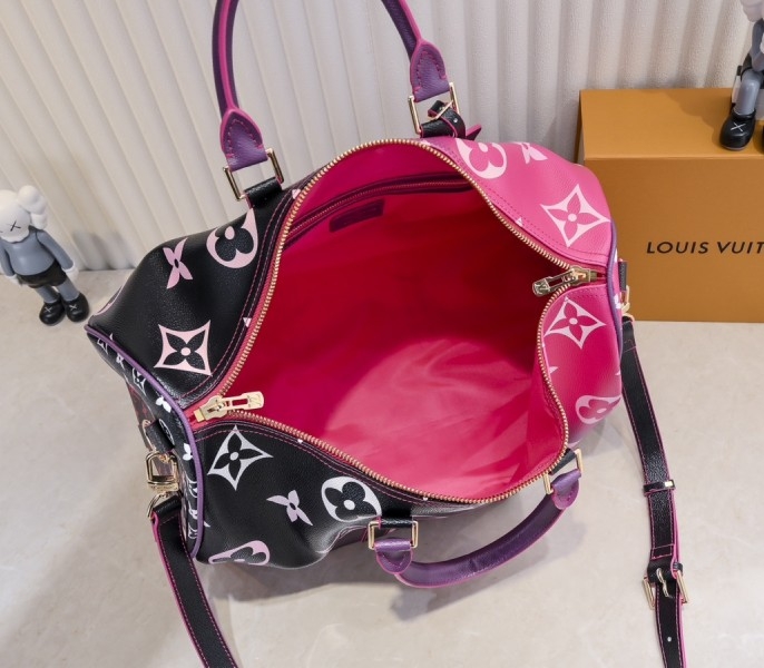 LV Spring 2022 Keepall 45 Travel Bag In Midnight Fuchsia angle 5