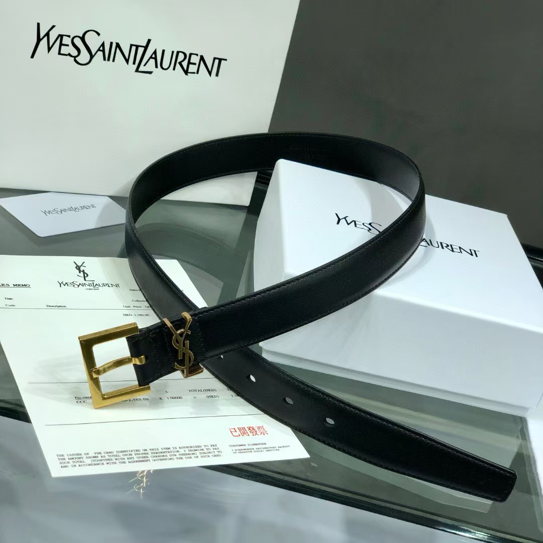 YSL Cassandre leather belt angle 4