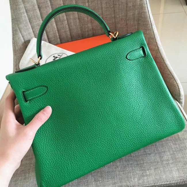 Bamboo Clemence Knockoff Hermes Kelly Retourne 32cm Soft Tote angle 3