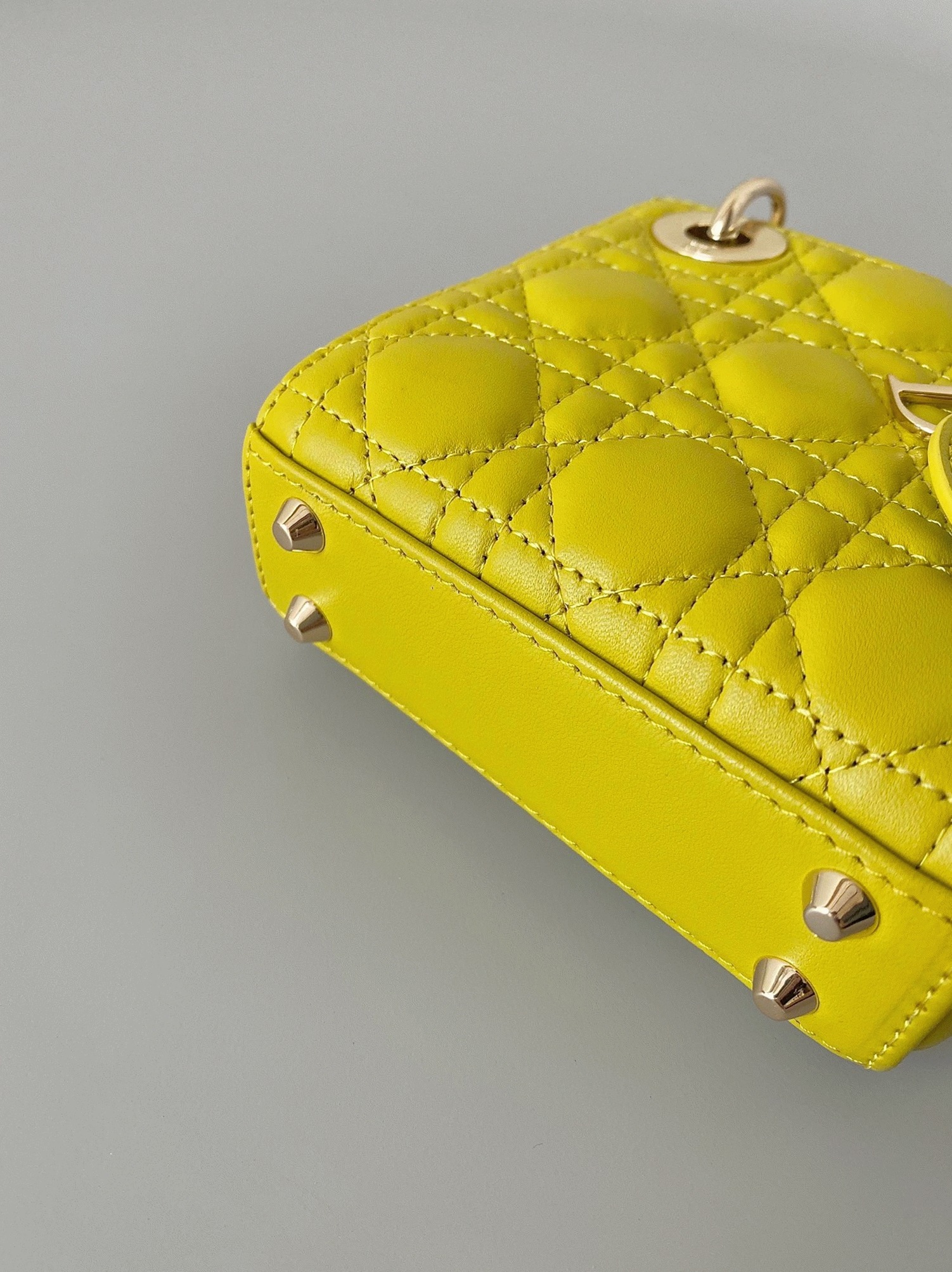 Dior Lady Dior Micro Bag Fake in Yellow Cannage Lambskin angle 3