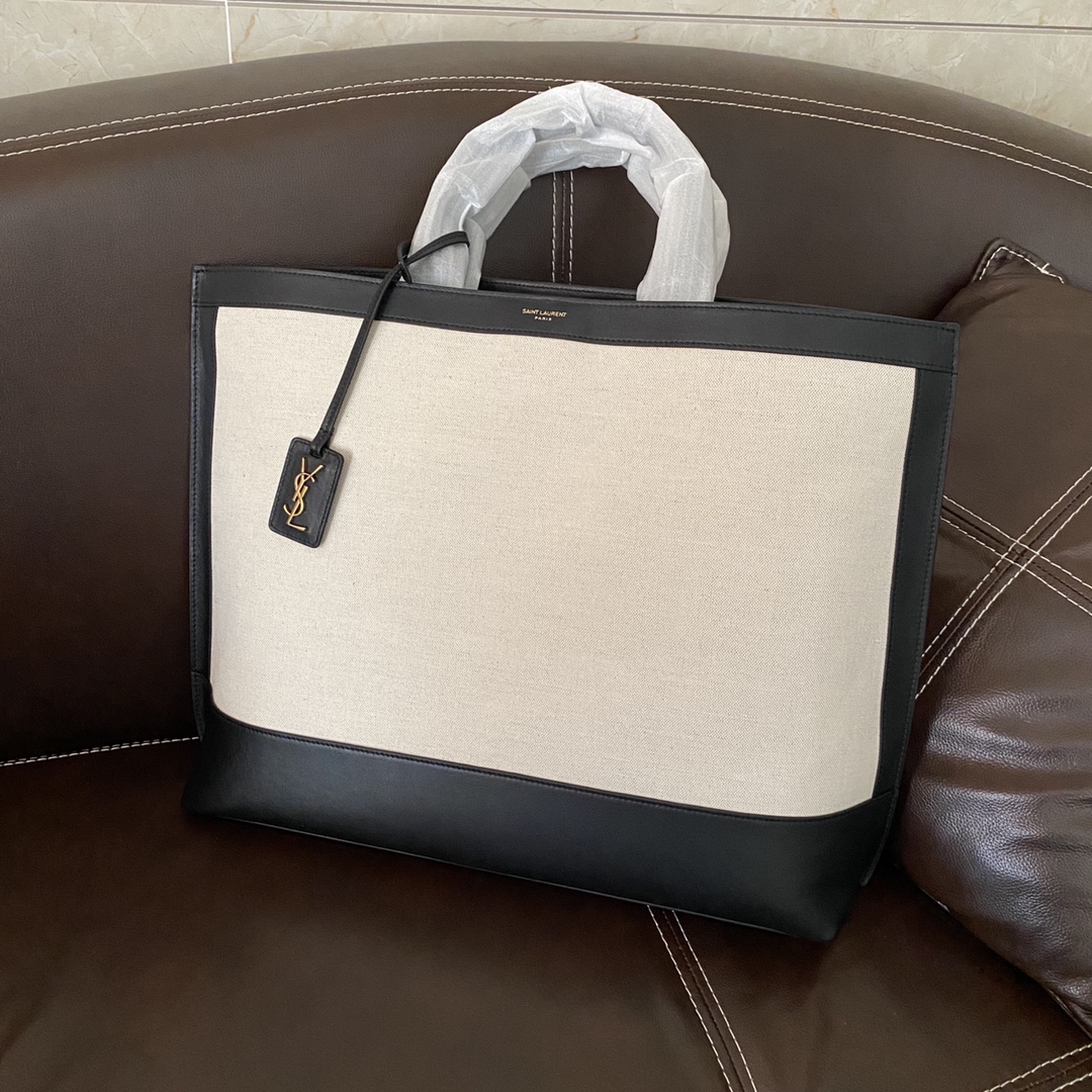 SHOPPING TAG IN CANVAS AND LEATHER angle 3