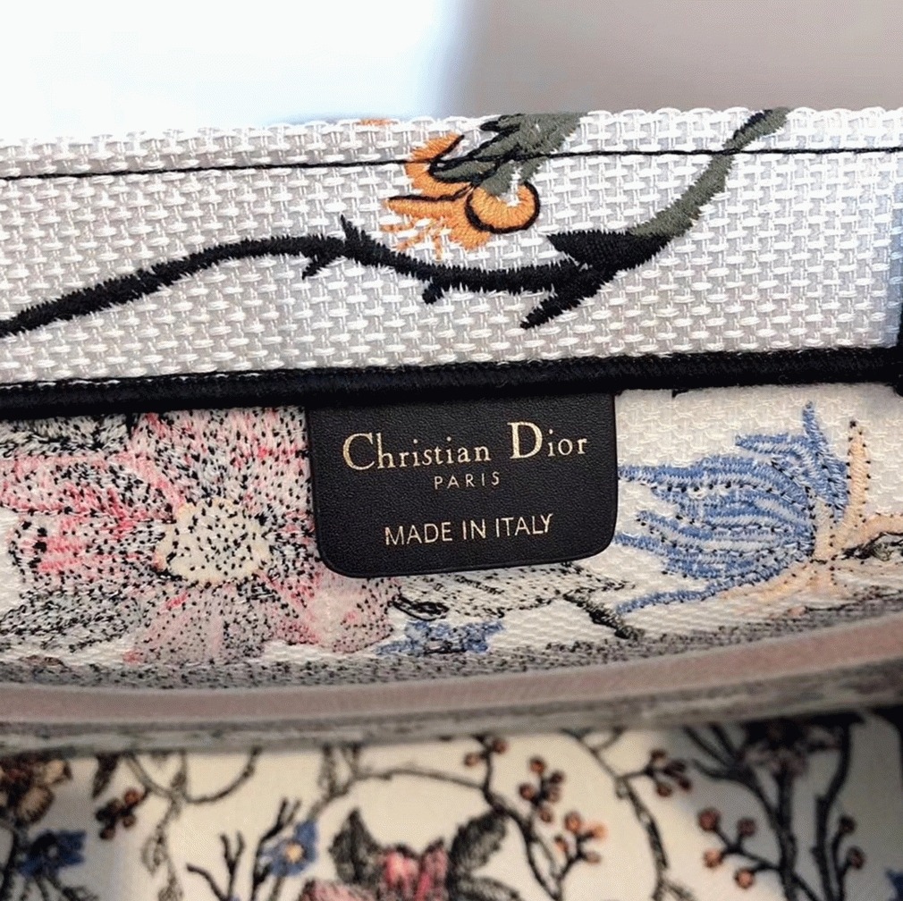Dior Medium Book Tote Bag Fake in Multicolor Rosa Mutabilis Embroidery angle 2