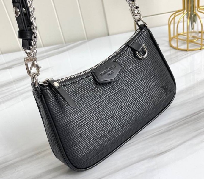 Louis Vuitton Epi Leather Easy Pouch On Strap In Black angle 2