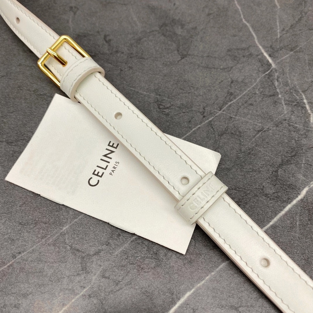 Top Quality Fake Celine Triomphe Teen Bag In White angle 5