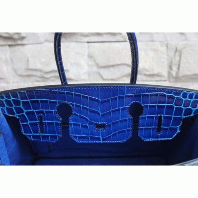Electric Blue Hermes Birkin 30cm Top-Grade Replica Purse angle 2
