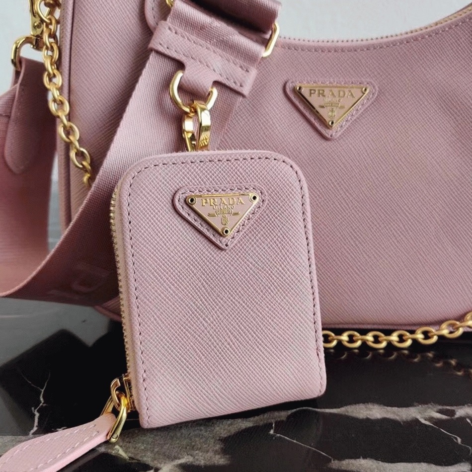 Prada Re-Edition 2005 Shoulder Bag Replica in Pink angle 3