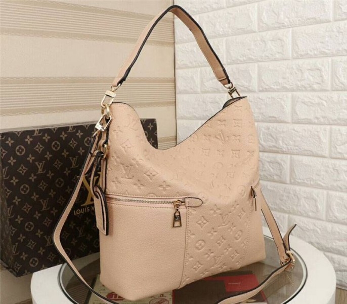 Louis Vuitton Monogram Empreinte Melie Hobo In Beige angle 2