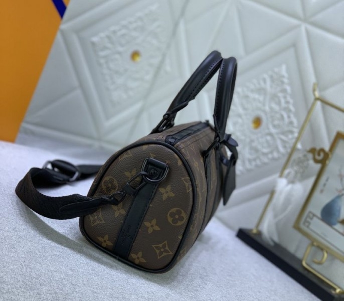 Louis Vuitton Monogram Canvas Keepall Bandouliere 25 In Black angle 5