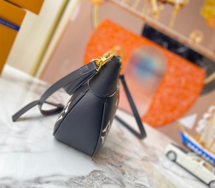 Louis Vuitton Bicolor Monogram Empreinte Leather Bagatelle Mini Hobo In Black angle 3