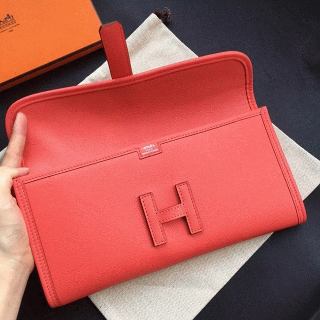Flamingo replica luxury Hermes Jige Elan clutch bag angle 3