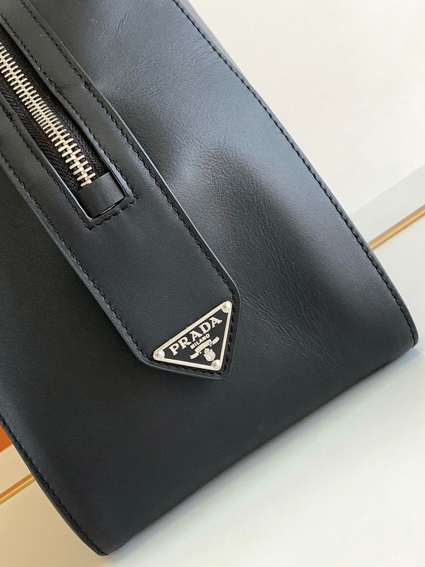 Prada Supernova Small Top Handle Bag Fake in Black angle 2
