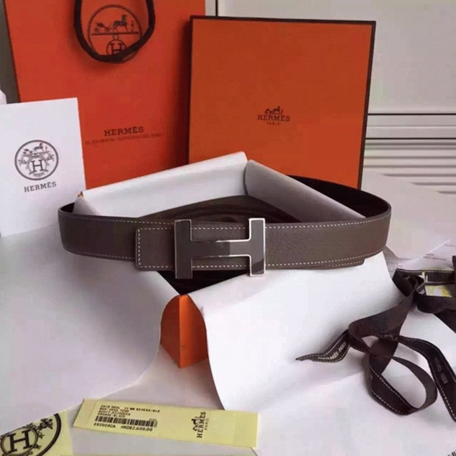 Fake Hermes Kits belt in grey epsom with Constance buckle