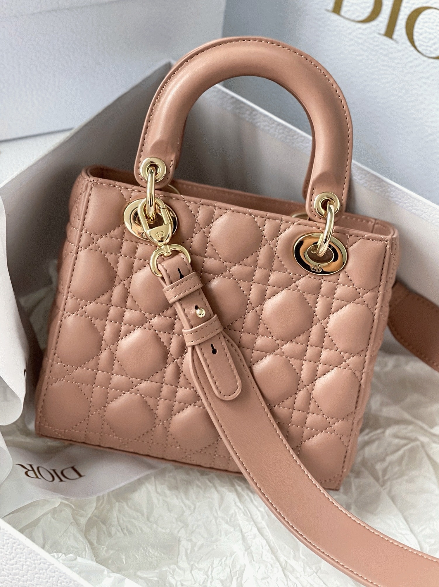 Dior Small Lady Dior My ABCDior Bag Imitation in Blush angle 4