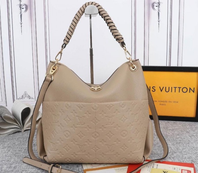 Louis Vuitton Monogram Empreinte Leather Maida Hobo In Tourterelle Gray