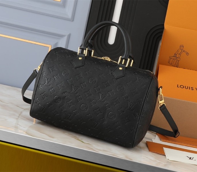 Louis Vuitton Monogram Empreinte Speedy Soft 30 Handbag In Black angle 2
