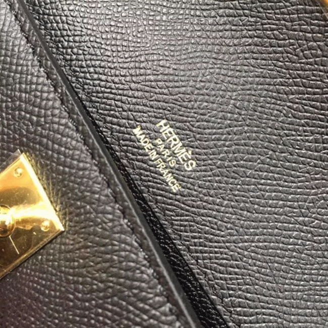Black Epsom Fake Hermes Kelly Cut Clutch Sleek Handbag angle 2
