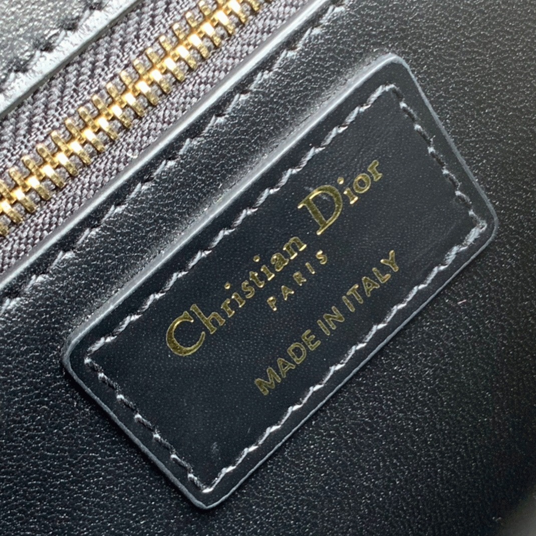 Dior 30 Montaigne Medium Bag Replica in Black Box Calfskin angle 3