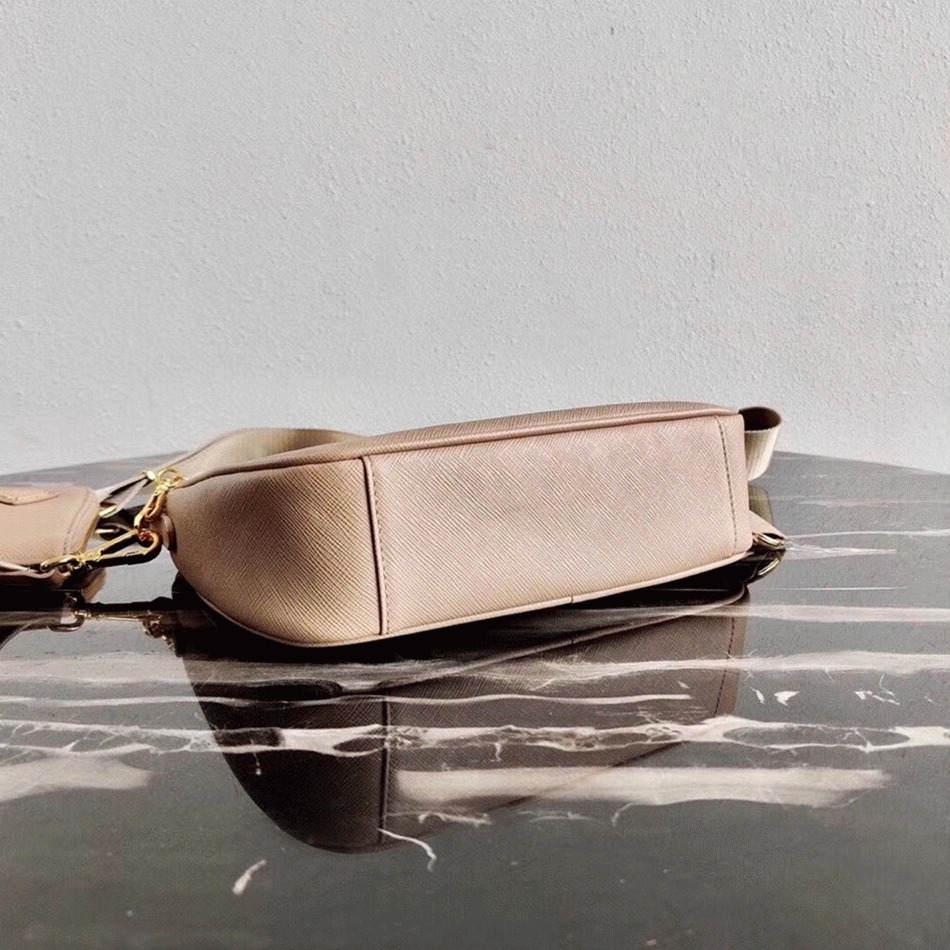 Prada Re-Edition Shoulder Bag Replica in Beige angle 3
