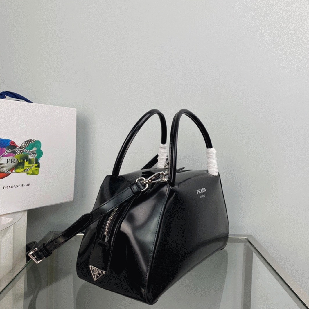 Prada Supernova Medium Bag Knockoff in Black Brushed angle 4