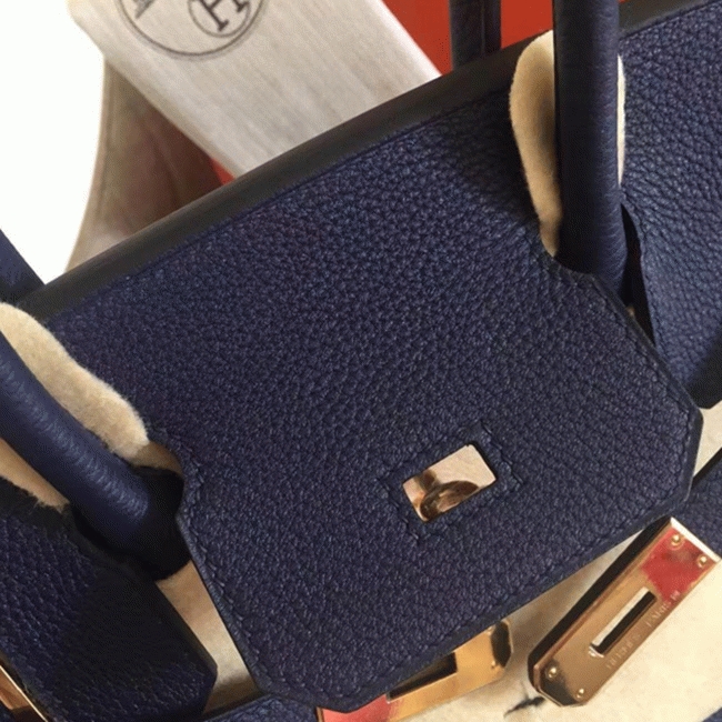 Sapphire Color Imitation Hermes Birkin 35CM Purse angle 4