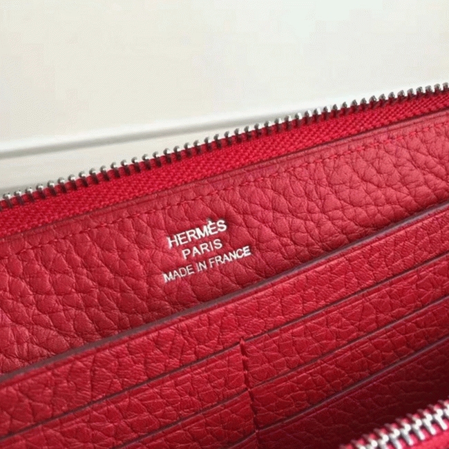 Red Fake Hermes Wallet Azap Zipped angle 5