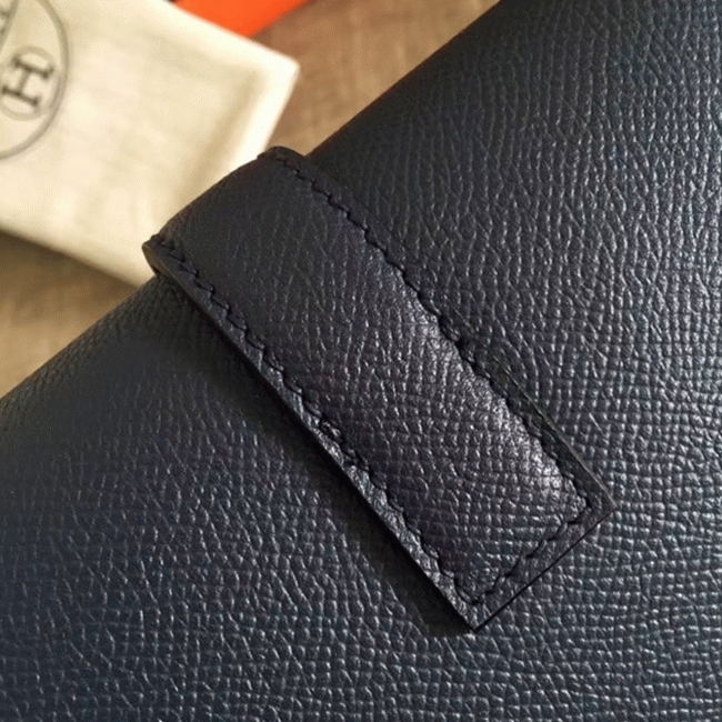 High quality sapphire epsom replica Hermes Jige Elan clutch bag angle 2